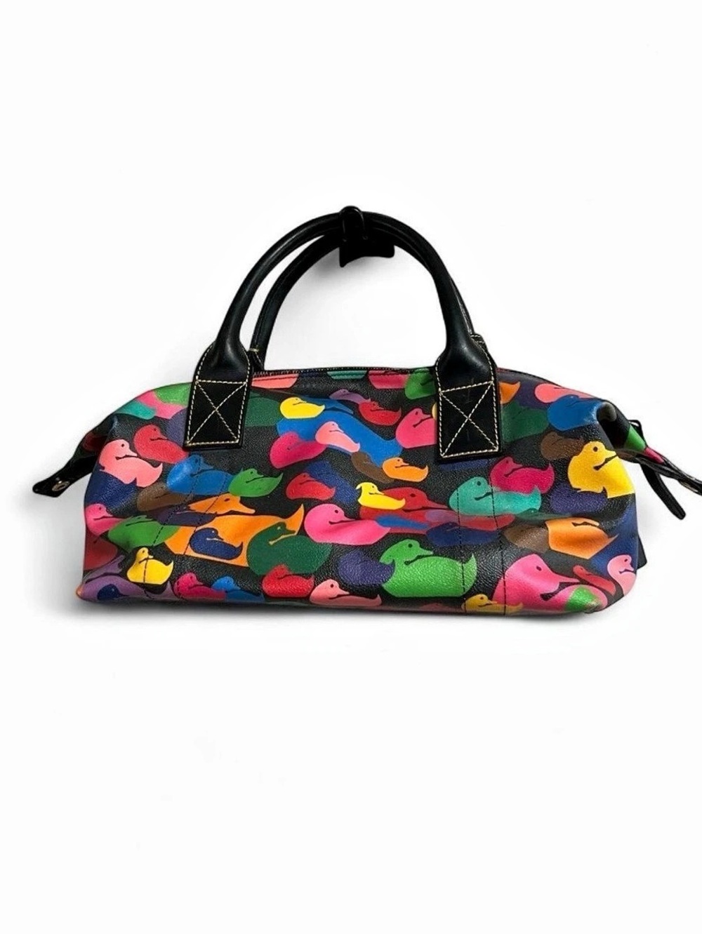 Vintage Dooney & Bourke Wonder Ducks Barrel Satchel Bag Colorful Duck Print Y2K
